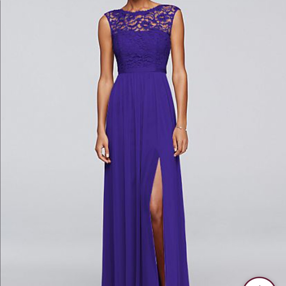 David’s Bridal long dress with ribbon waist